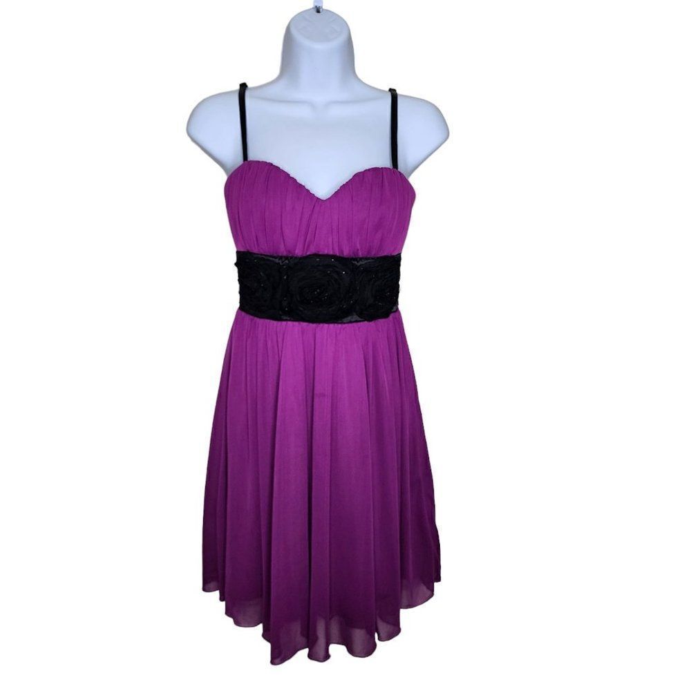 Vintage Y2K Charlotte Russe Party Dress Rose Juniors Size S Purple Black